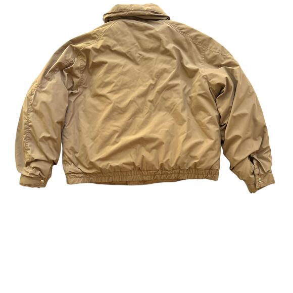 Hardy Amies Vintage London tan bomber jacket L red plaid lining zip/snap pockets - Picture 3 of 8